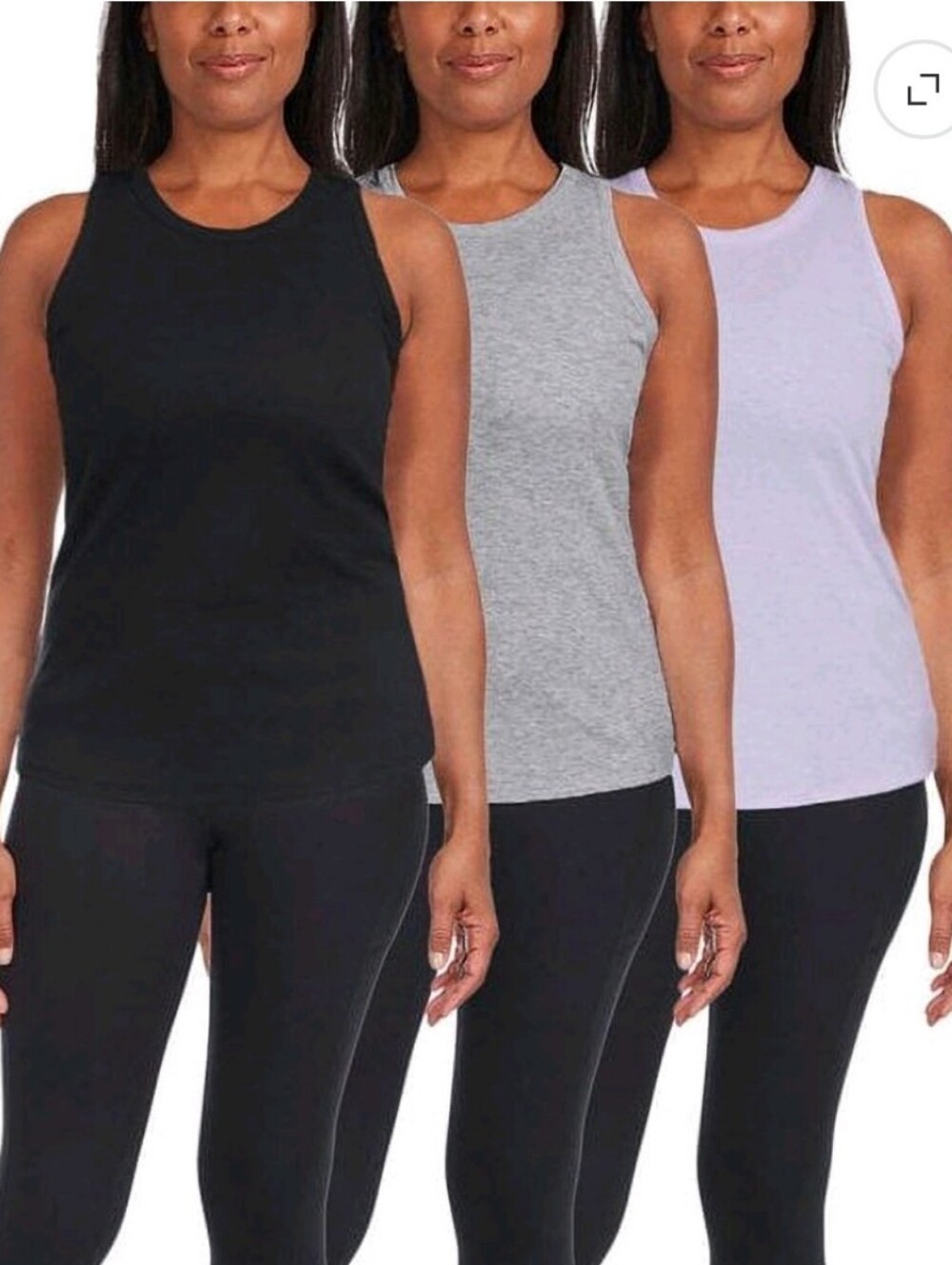 Danskin 3 Pack High Neck Tank Tops Size Small S BLACK GREY LAVENDER